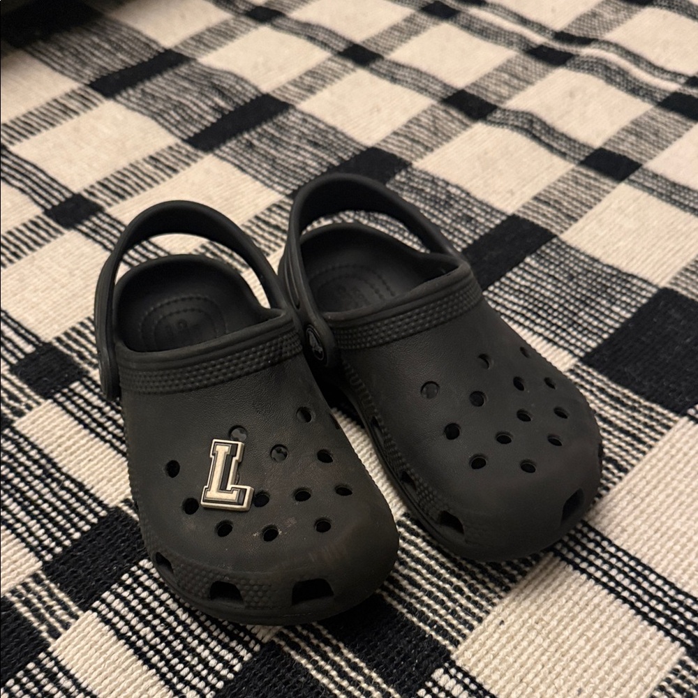 CROCS Kids Black Classic Clog with Heel Strap